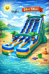 24' Tropical Green Marble Dual lane Water Slide